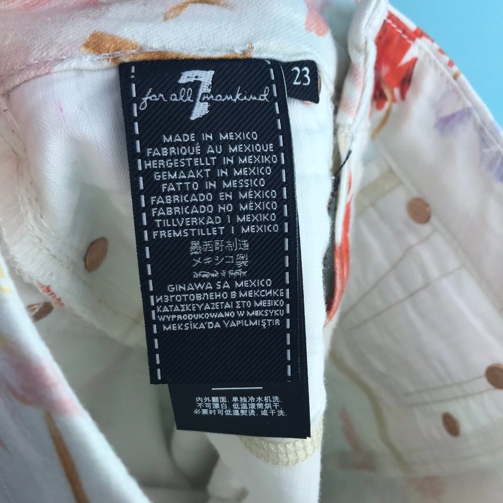 NWOT 7 For All Mankind Floral White Pants Size 23 - Picture 6 of 6